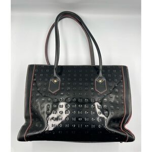 Arcadia Italian Genuine Black Patent Leather Double Handle Rectangle Bag EUC